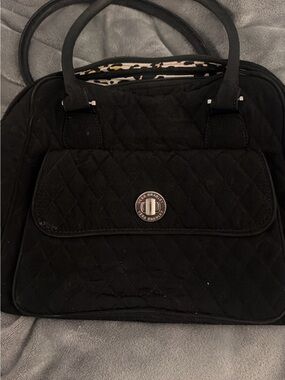 Vera Bradley Black Quilted Satchel with Turn-Lock Front Pocket